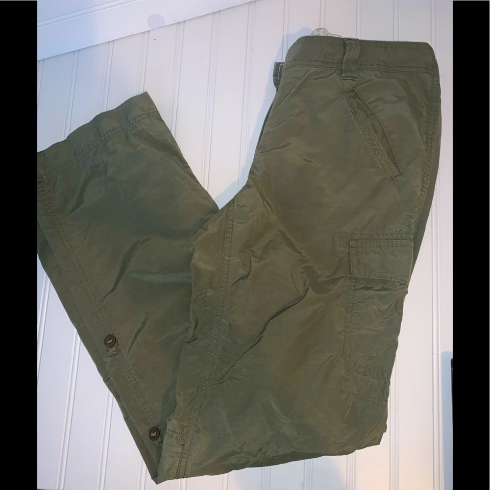 Lands End hiking outdoor adjustable length green pants size 8